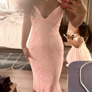 Elegant Pink Lace Dress